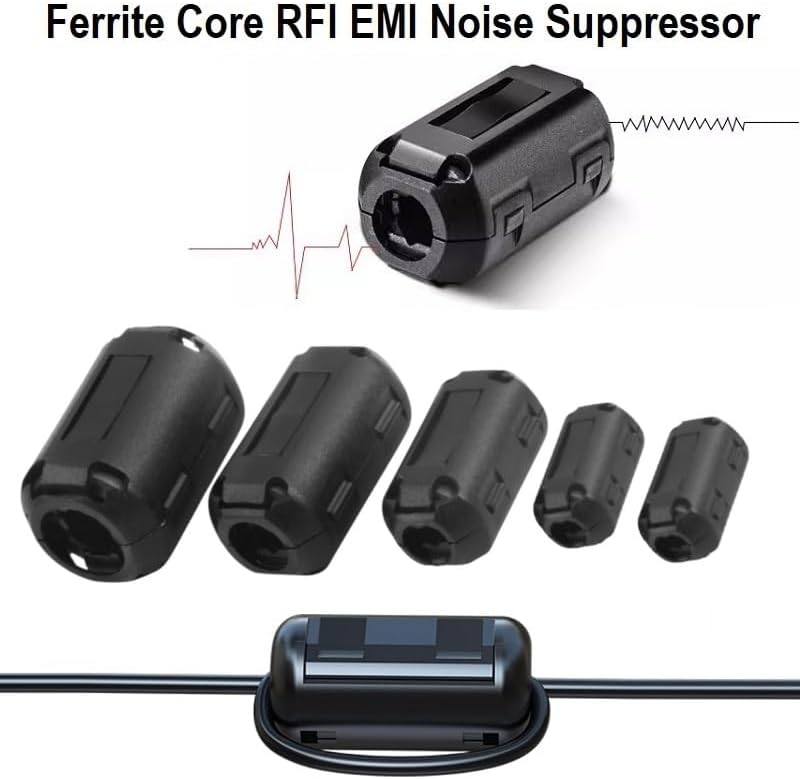 VSKEY 20PCS Clip-on Noise Filter, Anti-Interference High-Frequency Ferrite Core Choke Clip Noise Suppressor for 3.5mm/ 5mm/ 7mm/ 9mm/ 13mm Diameter USB/Audio/Video Equipment Cable - Image 4